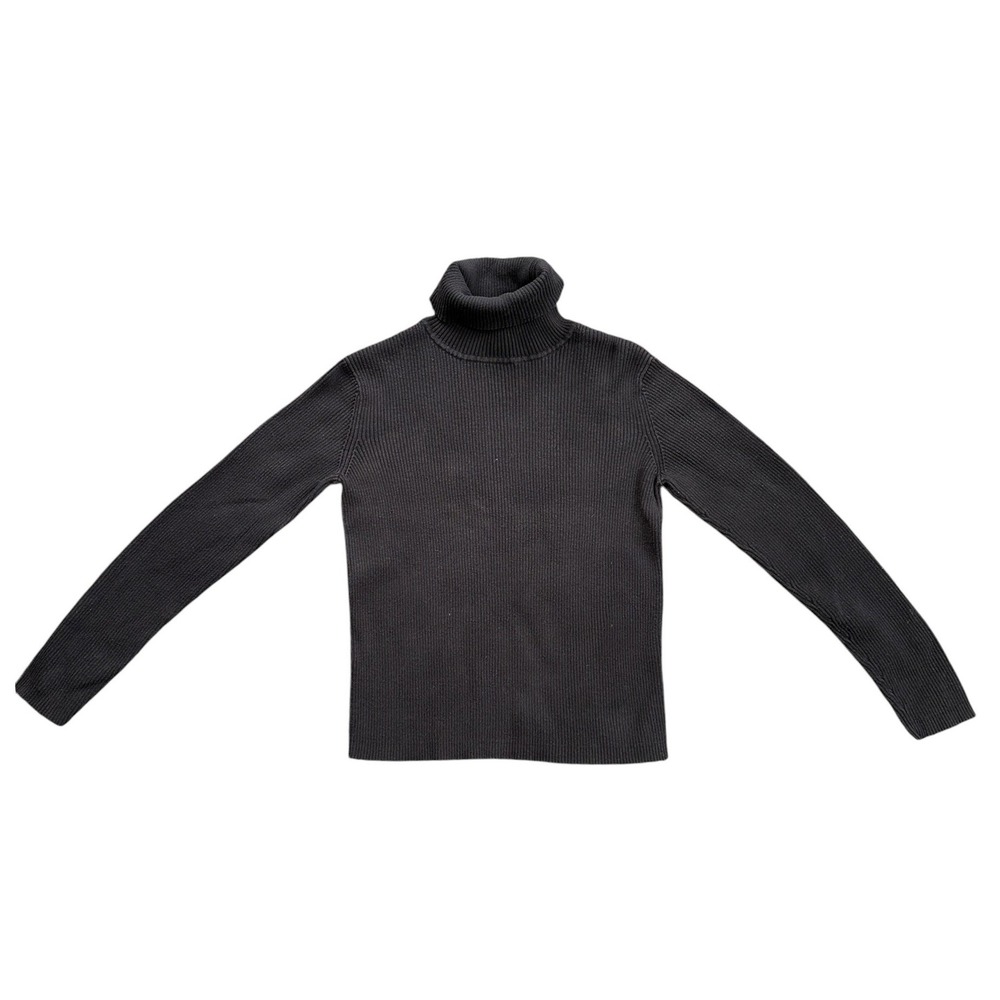 Relativity Turtleneck Sweater Women Medium Black Excellent Ribbed Cotton Knit